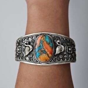 Spiny Turquoise Open Cuff Bangle